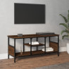 Mueble TV hierro madera contrachapada roble marrón 100x35x45 cm 3
