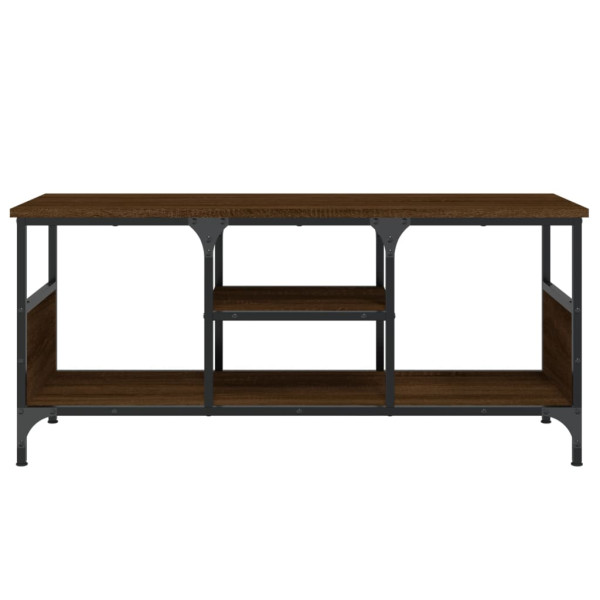 Mueble TV hierro madera contrachapada roble marrón 100x35x45 cm M 5