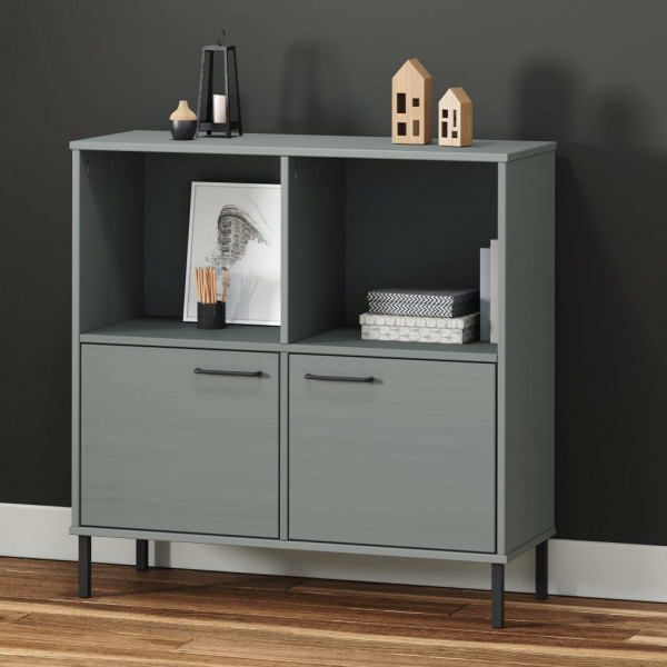 Librería patas de metal OSLO madera maciza gris 90x35x90.5 cm D