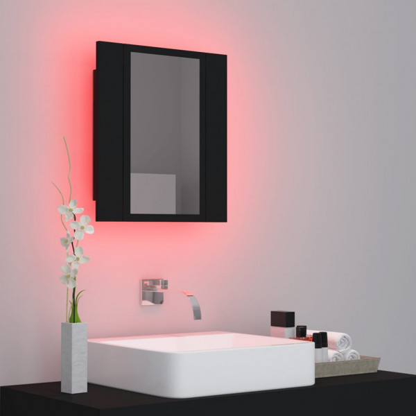 Armario espejo de baño con luz LED acrílico negro 40x12x45 cm M 7