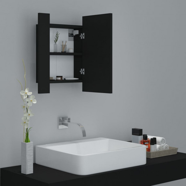 Armario espejo de baño con luz LED acrílico negro 40x12x45 cm M 8