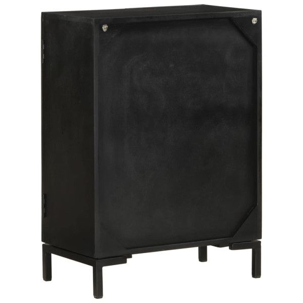 Aparador de hierro y madera maciza de mango negro 55x30x77 cm M 3