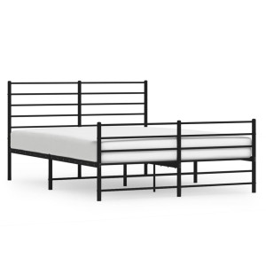 Estrutura de cama com cabeceira e pés 120x190 cm metal preto H