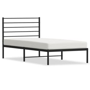 Estrutura de cama com cabeceira 90x190 cm metal preto H