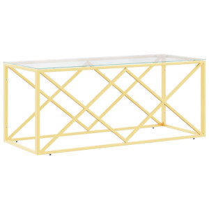 Mesa de centro acero inoxidable y vidrio 110x45x45 cm H