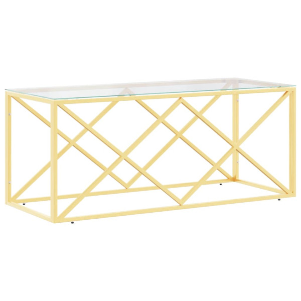 Mesa de centro acero inoxidable y vidrio 110x45x45 cm M 2