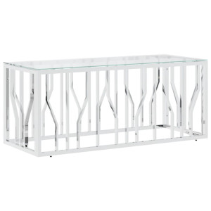 Mesa de centro 110x45x45 cm aço inoxidável e vidro H
