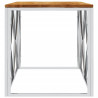 Mesa de centro aço inoxidável e madeira de acácia maciça 4
