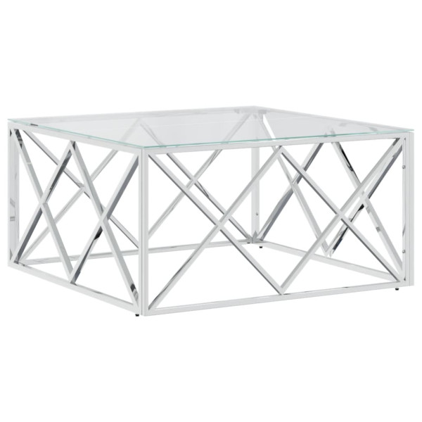 Mesa de centro acero inoxidable y vidrio 80x80x40 cm M 2