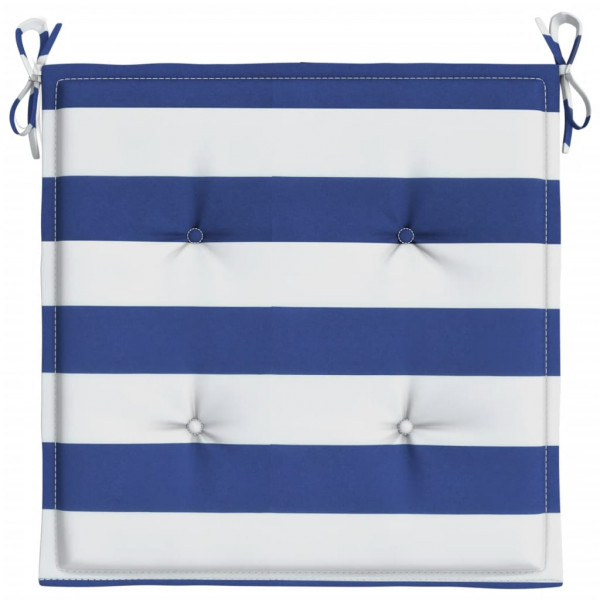Almofadões p/ cadeira 2pcs 50x50x4 cm tecido riscas azul/branco M 5