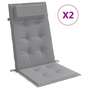 Cojines de silla con respaldo alto 2 uds tela Oxford gris H