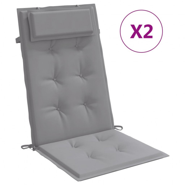 Cojines de silla con respaldo alto 2 uds tela Oxford gris M 2