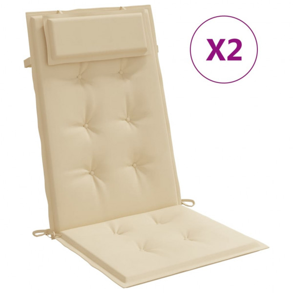 Cojines de silla con respaldo alto 2 uds tela Oxford beige M 2