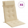Cojines de silla con respaldo alto 6 uds tela Oxford beige 2