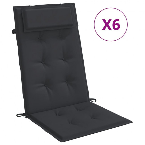 Cojines de silla con respaldo alto 6 uds tela Oxford negro M 2