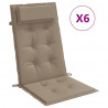 Cojines de silla con respaldo alto 6 uds tela Oxford gris taupe 2