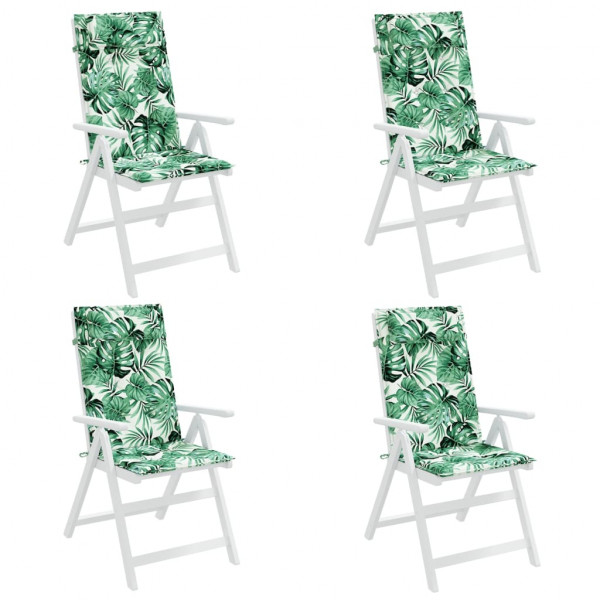 Cojines silla respaldo alto 4 uds tela Oxford estampado hojas M 4