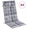 Cojines de silla respaldo alto 4 uds tela Oxford a cuadros gris 2