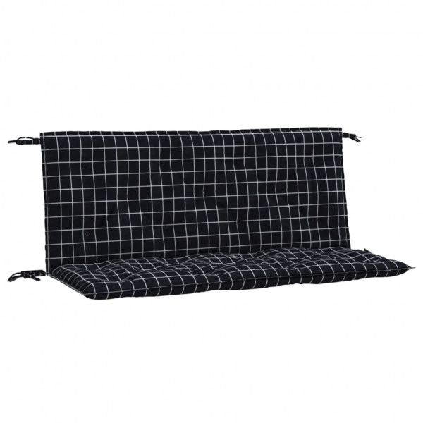 Almofadões p/ banco jardim 2 pcs 120x50x7cm tecido xadrez preto M 2