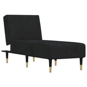 Chaise longue veludo preto H