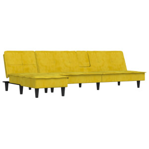 Sofá-cama em forma de L 255x140x70 cm veludo amarelo H