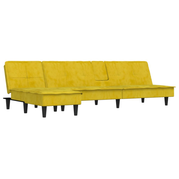 Sofá-cama em forma de L 255x140x70 cm veludo amarelo M 2