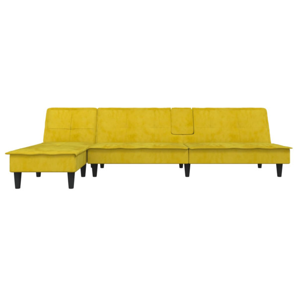 Sofá cama en forma de L terciopelo amarillo 255x140x70 cm M 3