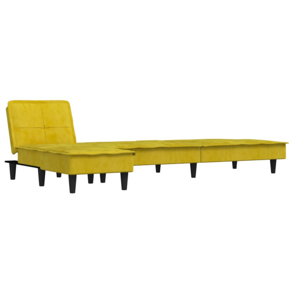 Sofá cama en forma de L terciopelo amarillo 255x140x70 cm M 5
