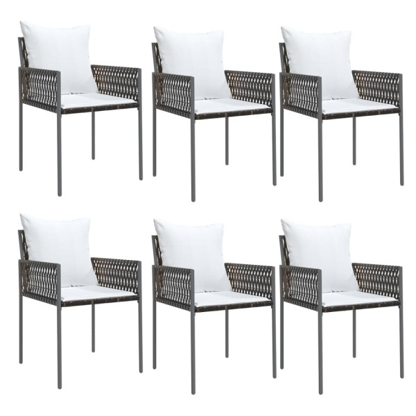 7 pcs conjunto de jantar p/ jardim c/ almofadões vime PE e aço M 4