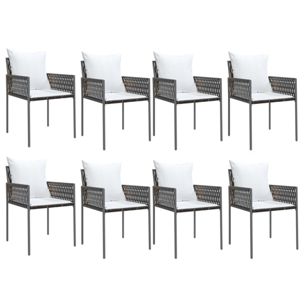9 pcs conjunto de jantar p/ jardim com almofadões vime PE e aço M 4