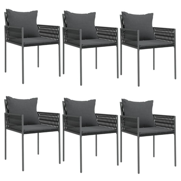 7 pcs conjunto de jantar p/ jardim c/ almofadões vime PE e aço M 4
