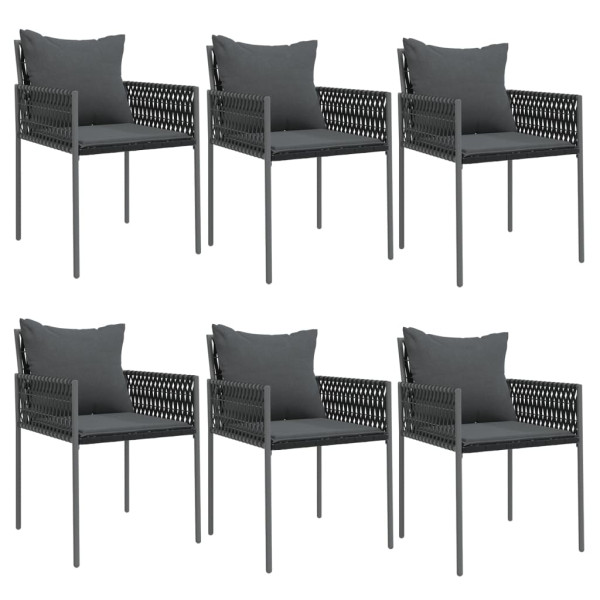 7 pcs conjunto de jantar p/ jardim c/ almofadões vime PE e aço M 4