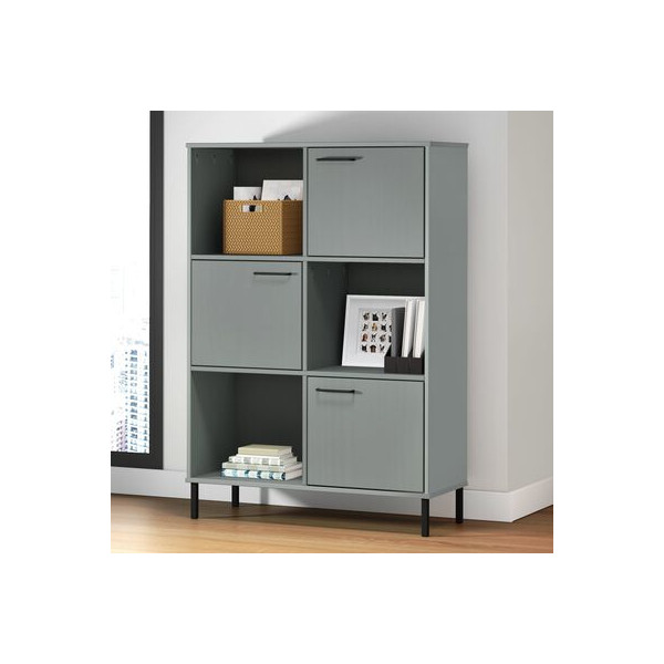Librería patas de metal OSLO madera maciza gris 90x35x128.5cm D