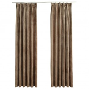 Cortinas blackout com ganchos 2 pcs 140x175 cm veludo bege H