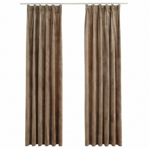 Cortinas opacas con ganchos 2 pzas terciopelo beige 140x225 cm H