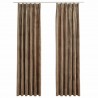 Cortinas opacas con ganchos 2 pzas terciopelo beige 140x225 cm 2