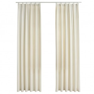 Cortinas opacas con ganchos 2 pzas terciopelo crema 140x225 cm H