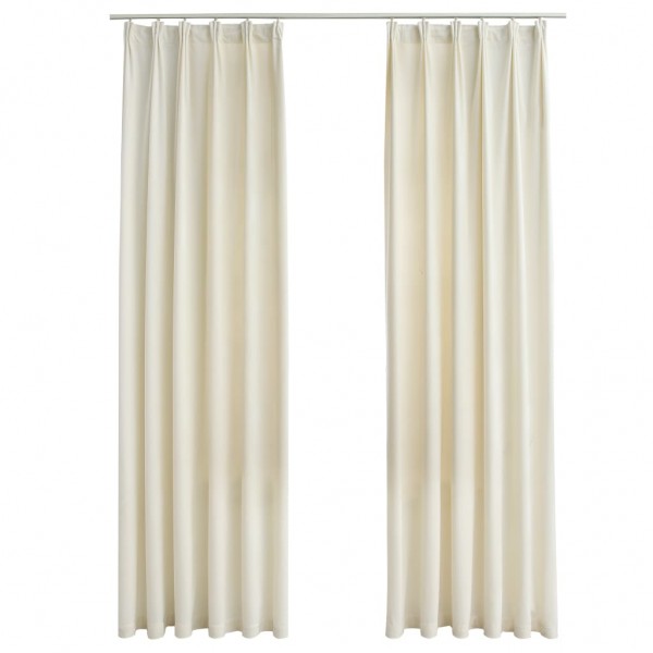 Cortinas blackout com ganchos 2 pcs 140x225 cm veludo cor creme M 2