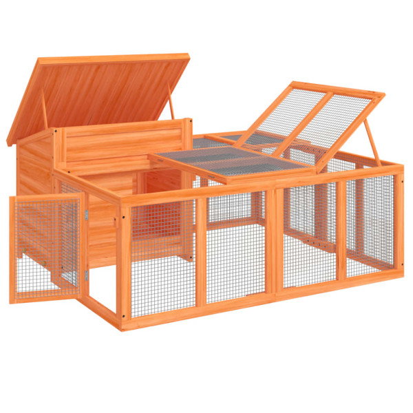 Conejera de madera maciza de pino marrón 144x123x67.5 cm M 4