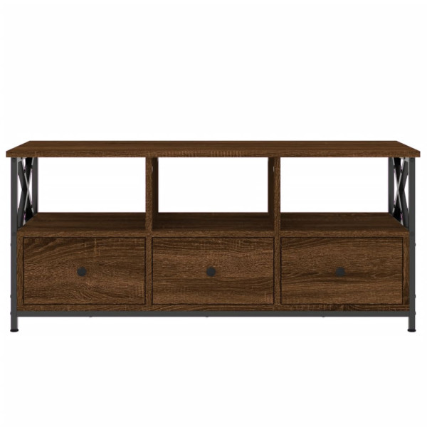 Mueble TV hierro madera contrachapada roble marrón 102x33x45 cm M 5
