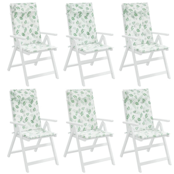 Cojines silla respaldo alto 6 uds tela Oxford estampado hojas M 4