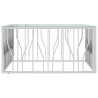 Mesa de centro 100x100x50 cm aço inoxidável e vidro 4