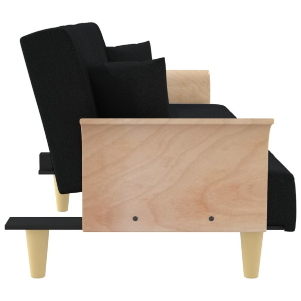 Sofá cama con reposabrazos tela negro M 5