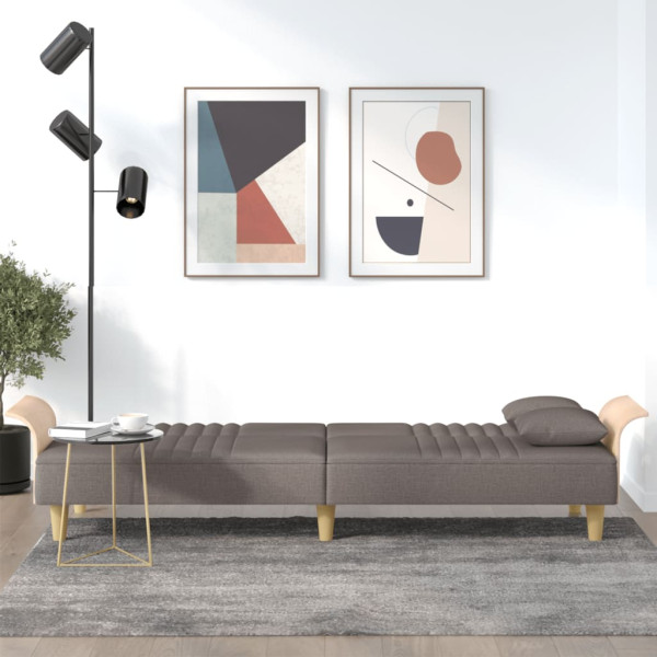 Sofá cama con reposabrazos tela gris taupe M 3