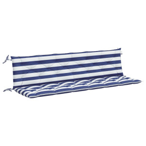 Almofadões p/ banco jardim 2 pcs 200x50x7 cm tecido azul/branco H