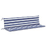 Almofadões p/ banco jardim 2 pcs 200x50x7 cm tecido azul/branco 2