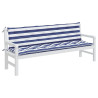 Almofadões p/ banco jardim 2 pcs 200x50x7 cm tecido azul/branco 3