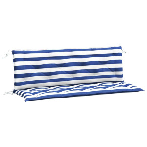 Almofadões p/ banco jardim 2 pcs 150x50x7 cm tecido azul/branco H