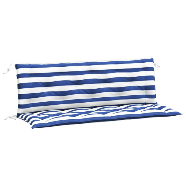 Almofadões p/ banco jardim 2 pcs 150x50x7 cm tecido azul/branco M 2