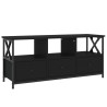 Mueble de TV hierro y madera contrachapada negro 102x33x45 cm 2